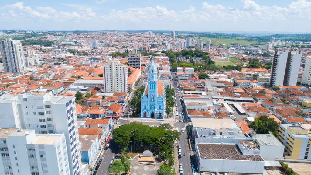 Vista aérea do centro de Franca, São Paulo
